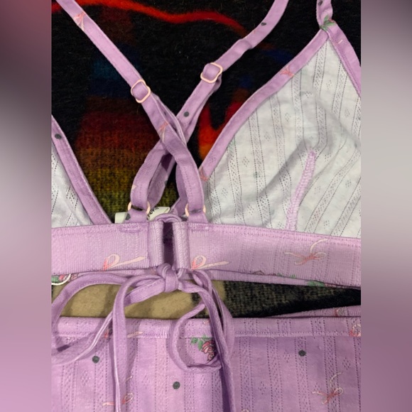 NWT For Love and Lemons Size XL Lavender Floral Bra & Set - Picture 8 of 12